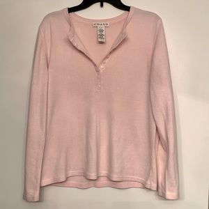 Light pink, button up knit sweater. Large size.